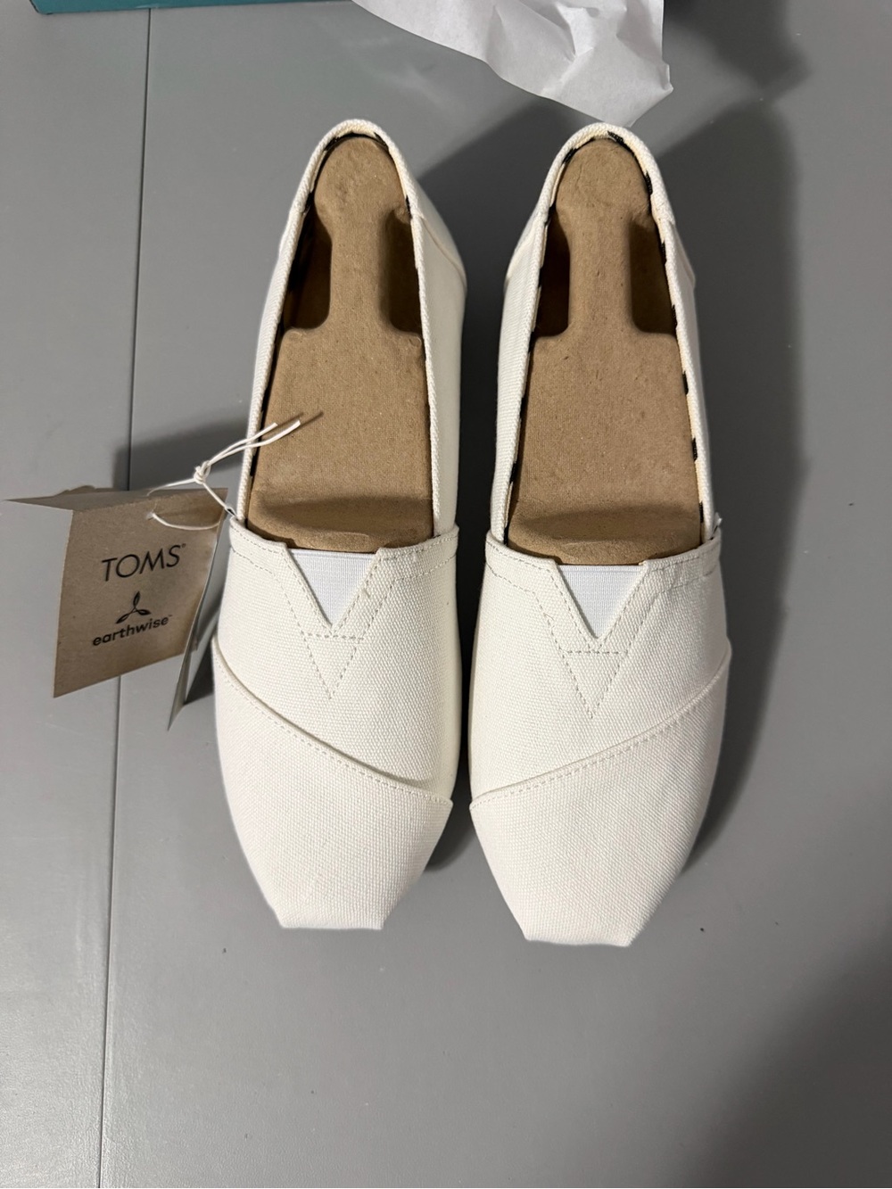 TOMS Alpargata White Recycled Cotton Canvas Shoes Size 9 NWT